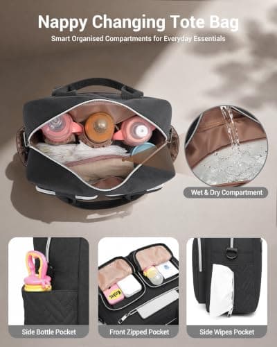 Kono Baby Changing Bag Multi-Functional Nappy Tote with Stroller Straps — view 4