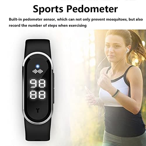 Ultrasonic Mosquito Repellent Bracelet, Electronic Bionic Mosquito Repellent Pest and Insect Repellent Sport Bracelet with Clock Display & Body Temperature Detection(White) — view 4