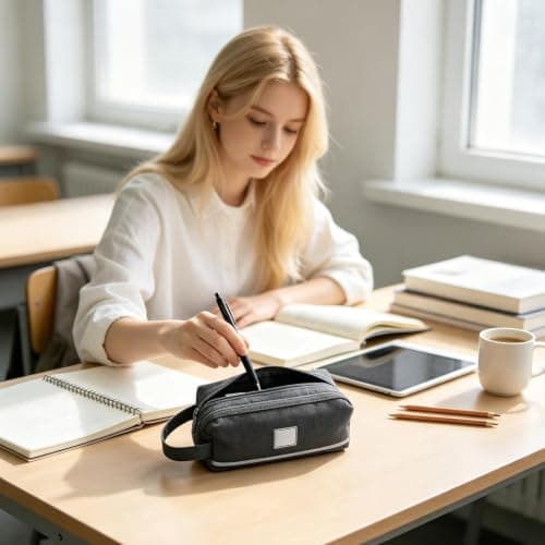 Pencil Cases For Students, Double-Layered Stationery Organizer Pouch — view 4