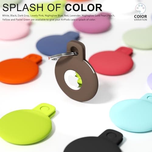 Svanove for Airtag Keychain Airtag Holder Key Ring, Siliocne Airtag Case Air Tag Cover, Cute Airtag Accessories for Kid, Luggage, Cat Dog Collar, Car, Compatible with Apple Airtag 2021, Brown Fall — view 4