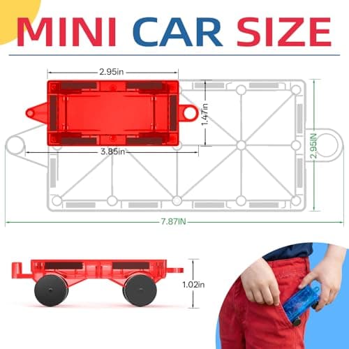 Qltytoy Mini Magnetic Tiles Cars 8PCS Construction Set for Mini,Major Tiles — view 3