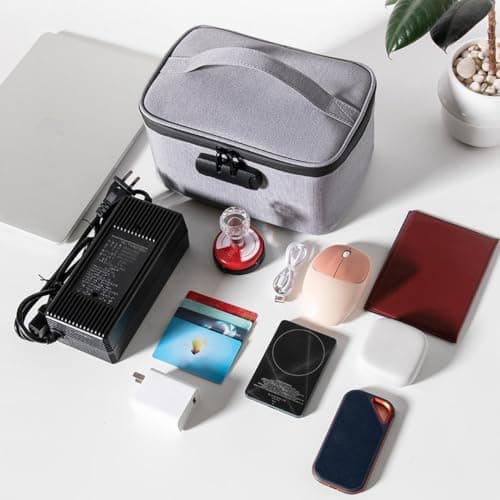 Huxibai Lockable | Multipurpose Oxford Fabric Vanity Organizer | with Combination Lock | for School Office Dressing Table Travel Home Bedroom Items — view 6