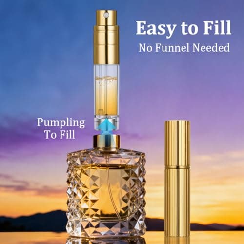AUYAO 5ml Perfume Atomiser Perfume Travel Bottle Mini Perfume Atomiser Bottle Refillable Bottles Portable Mini Spray Travel Bottle Portable Perfume Dispenser for Purse Handbag Pocket Luggage(Gold) — view 3