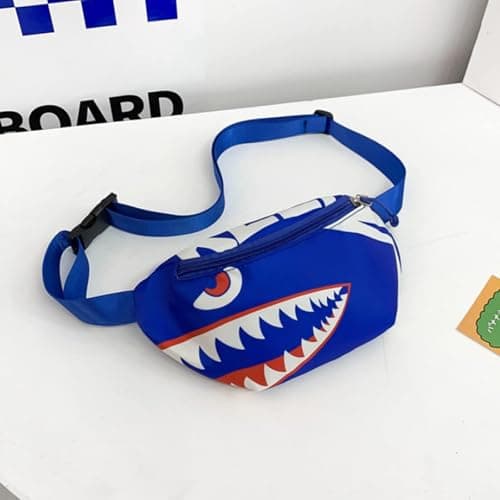 Dzxin Fanny Pack,Kids Bum Bag Bumbag Cartoon Hipsack Belt Bag Waist Bag Fanny Pack Fabric Nylon Money BeltCrossbody Chest Bag for Children Grils Boys Running Hiking Travel Sports (Blue Shark) — view 3
