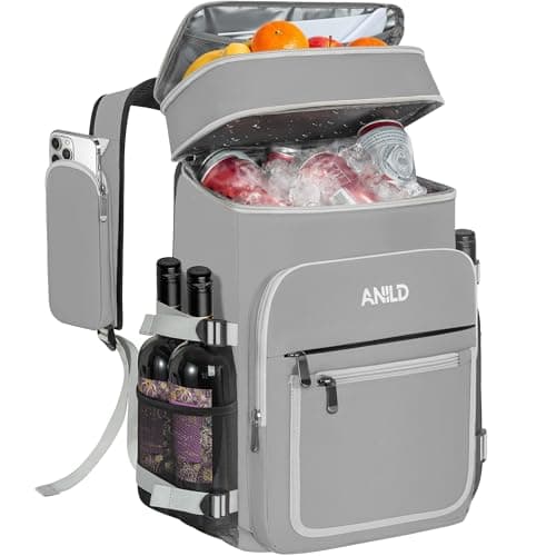 Insulated Backpack Bag 30L for Camping, Picnic, BBQ, Beach, Hiking, Grey