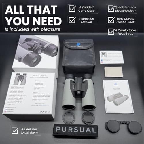PURSUAL 10x42 Compact Binoculars for Adults High Power for Bird Watching, Hiking, Hunting, Concerts, Travel & Outdoor Adventures. Lightweight & Waterproof providing Crisp, Clear & Bright Images — view 3