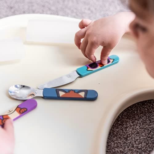 TUM TUM Toddler Cutlery Set with Travel Case, 3 Pcs Kids Cutlery Set Stainless Steel Includes 1 x Fork/Spoon/Knife, Kids Travel Cutlery Sets, BPA Free (Felicity The Fox) — view 5