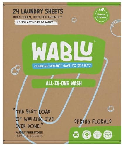 WABLU Spring Florals Laundry Detergent Sheets with natural enzymes (BIO) | Biodegradable All-in-one Washing Sheets | For all washing types | 24 Washes (or 48 small loads)