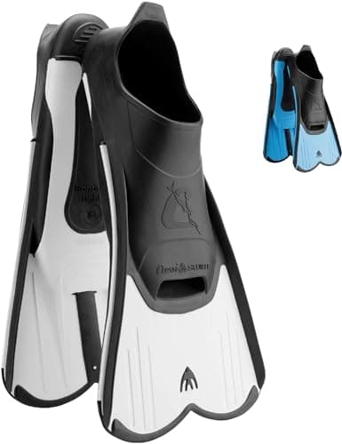Cressi Light Fins Short Swimming Fins - Agile Training Flippers for Muscle Conditioning - Lightweight Travel Flippers - Compact Snorkel Blade - White - 45/46 (10/11)