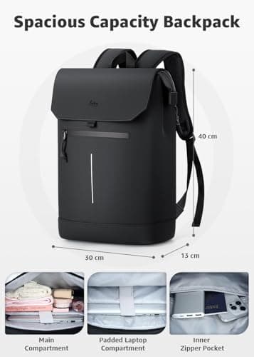 Lekespring Laptop Backpack-Waterproof Rucksack Bag for Women Men, School Bag for Students, Work Backpack, Black — view 5