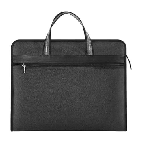 COHEALI File Tote Bag Black Canvas Zip Folder for Business Office Use