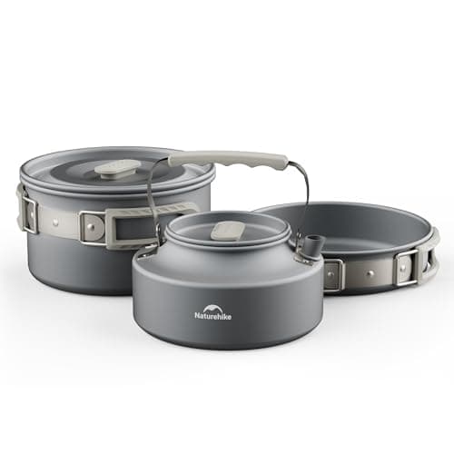 Naturehike 2-4 People Camping Cookware Kit, Non-Stick Lightweight Camping Pot and Fry Pan Set with Mesh Bag for Camping, Backpacking, Outdoor Cooking Picnic (kettle)