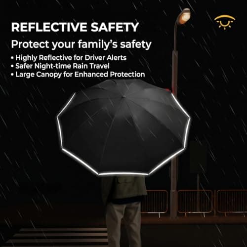 Knubbuf Compact Windproof Travel Umbrella with Carabiner Handle - UV Protection SPF 50 Handheld Parasol, Auto Open Close Mini Umbrella for Women Men, Rain & Sun Protection (D, 105CM) — view 5