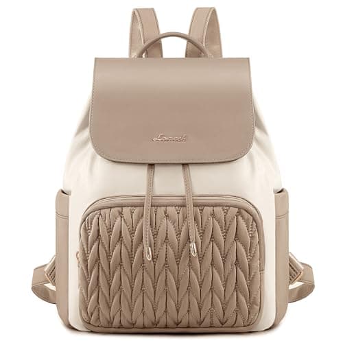 LOVEVOOK Womens Backpack 14 Inch Small Fashion Rucksack Bag for Ladies Lightweight Handbag School Bags for Girls Anti-theft Mini Cute Daypack for Uni Work Travel, Khaki Beige