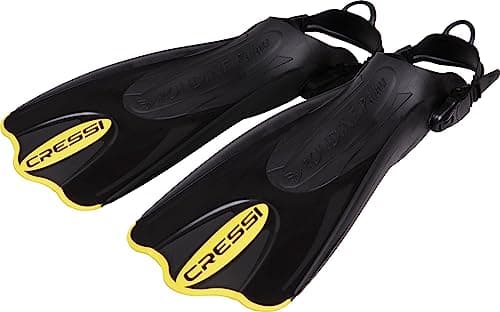 Cressi Palau Saf Fins - Adjustable Short Fins Adults for Snorkelling and Swimming, Black/Yellow Short Fins, L/XL (44/47) — view 6