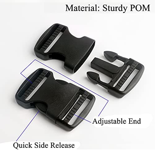 BEAULEGAN Plastic Buckles 25 mm (Pack of 10) - Quick Side Release for Luggage Straps, Pet Collar, Backpack Repair, Dual Adjustable Ends, Black — view 3