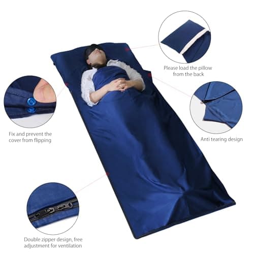 MYCARBON Travel Sleeping Bag Liner 100% Cotton, 220 x 95cm, Zipper type — view 5