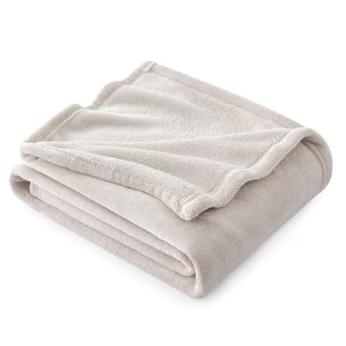 Bedsure Throw Blanket for Sofa - Flannel, Beige, 200x200 cm