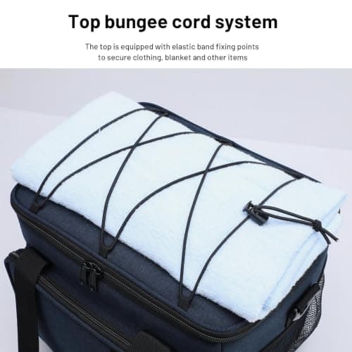 MIER Large Lunch Bag with Shoulder Strap & Multiple Pockets, 15L, Navy Blue — view 5