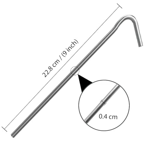 ANSIO® Tent Pegs Pack of 20 Galvanised Metal Pegs 4mm x 9inch Ground Stakes — view 4