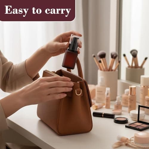 1PCS 60ML Glass Empty Upscale Refillable Cosmetic Cream Lotion Pump Bottle Container With Cap For Treatment Beauty Gels Liquid Serums (Brown) — view 5