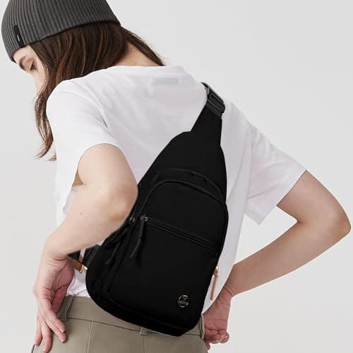 Mayoii Foldie Cross Body Bag Women Water-resistant Sling Bag Women with Wide Strap,Lightweight Foldie Travel Bag Cross Body,Multi-Pocket Crossbody Bags for Women (B-Black, One Size) — view 2