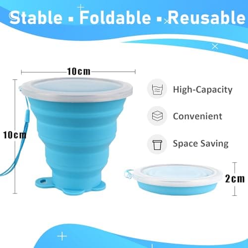 ddLUCK Silicone Collapsible Camping Cup, 320ml Foldable Travel Mug with Lid — view 2