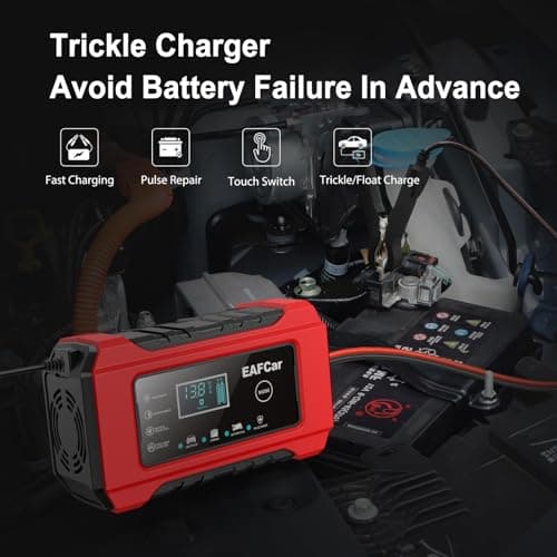 EAFCar 6A Car Battery Charger, 12V Portable Smart Charger, Battery Maintainer, Trickle Charger and Desulfator for Cars Boat Motorcycle Lawn Mower RV ATV SUV Snowmobile — view 6