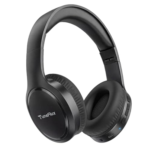 TuneFlux Bluetooth Headphones,70H Playtime Bluetooth 6.0 Wireless Headphones,3 EQ Music Modes Foldable Lightweight Over Ear Headset with Clear Call,HiFi Deep Bass for Home Office Travel (Black)
