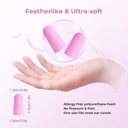 Hushy Premium Earplugs -120-Pack Foam Earplugs for Sleep, Noise Cancelling Ear Plugs with 38dB SNR, Ultra Soft Hypoallergenic Ear Plugs for Sleeping, Study & Travel (Dark Pink, One Size) — view 3