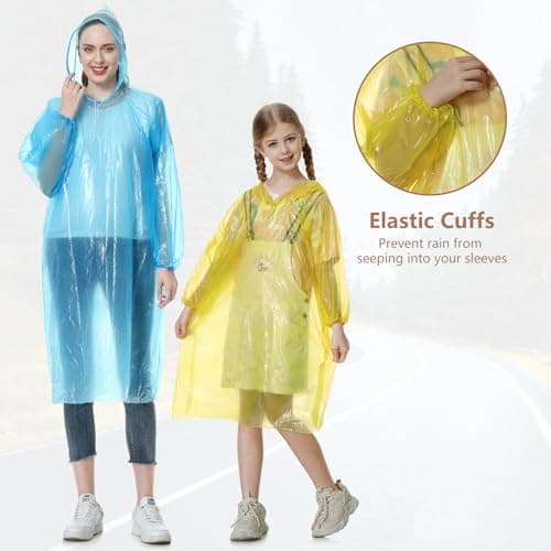 Habaylin Rain Poncho, Poncho Waterproof Adult Clear Disposable Family Pack — view 4