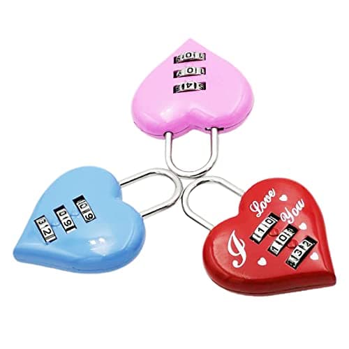 Altsuceser Mini Code Lock, Mini Heart Password Lock Small Metal Heart Shaped Padlock 3-Digit Code Combination Padlock for Travel Bags Suitcase Lockers Backpacks Jewelry Boxes Light Blue — view 4