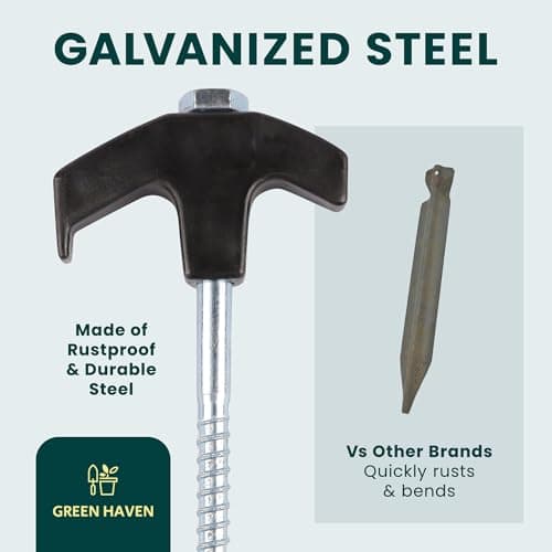 Green Haven Tent Pegs Metal Heavy Duty | Hard Ground Screw Pegs, 20 Pack — view 6