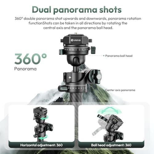 ULANZI JJ05 184 CM Carbon Fiber Camera Tripod, Overhead Travel Tripod w/Central Column and UKA Quick Release Plate for Cameras/DSLR/Projector/Camcorder, Horizontal Stand, Weight 1.56kg, Maxload 18kg — view 3
