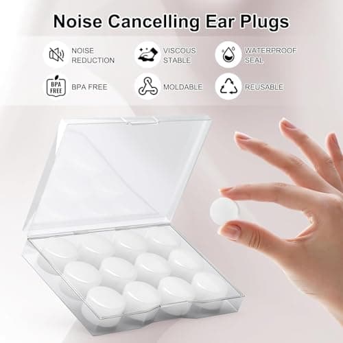 8 Pairs Silicone Ear Plugs for Sleeping, 27dB Sleep Noise Cancelling, Soft, Re-Usable, Waterproof, Premium Moldable Silicon Earplugs, for Sleep, Travelling, Studying, Wax Plug White — view 3