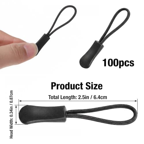 100PCS Zipper Pull Cord Ends Extender, Zipper Pulls Replacement, — view 2
