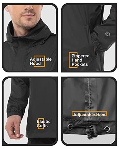 Outdoor Ventures Men's Waterproof Rain Jacket Packable Hooded Pullover — view 6