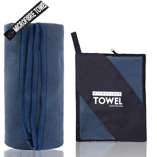 KANGSIT Microfibre Towel - compact, ultra lightweight & quick dry towel, the perfect gym, travel & beach towel swimming towel for sports, camping & hiking - 80x40cm (Navy Blue, 120x50cm)