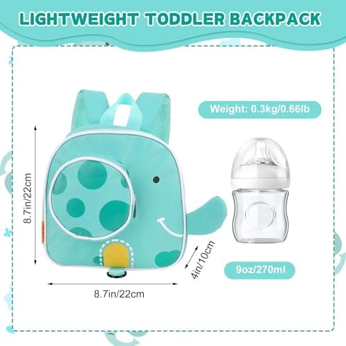 Tether Travel Toddler Safety Backpack, Harness Backpack with Reins,Toddler Backpack with Reins and Harness 1-5 Years (Green, Elephant) — view 2