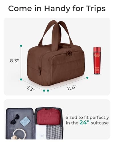 BAGSMART Large Travel Toiletry Makeup Bag, Upright Storage, Brush Pocket — view 6