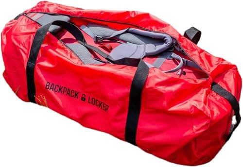 Backpack Locker - flight travel backpack/rucksack/bag transit cover - lockable (padlock included) duffel bag (Red, 45-55 Litres)