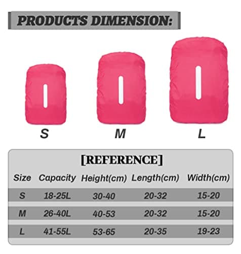 1 Pack Reflective Backpack Cover, Waterproof Backpack Rain Cover, Reflective Rucksack Covers in Polyester, Waterproof Rucksack Cover for Outdoor Hiking Riding Climbing, Fluorescent Pink-M(26-40L) — view 3