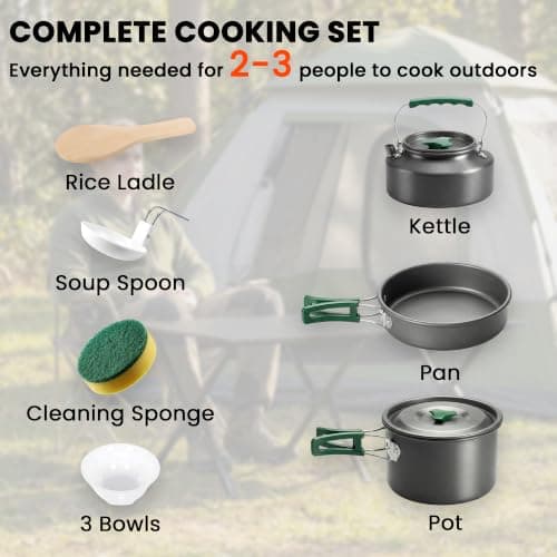 Outsunny Camping Cookware Set for 2-3 Ultralight Aluminium Cooking Kit Grey — view 3