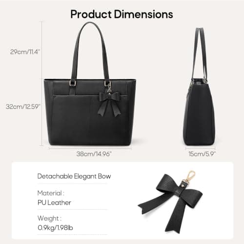 RAINSMORE Handbags for Women 15.6" Waterproof PU Leather Laptop Tote Bag — view 5
