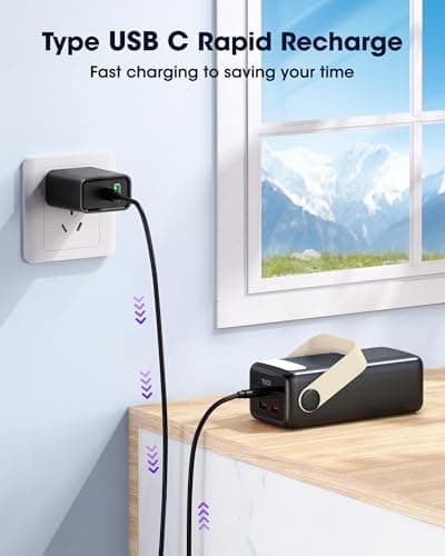 60000mAh Power Bank, QC4.0 22.5W Fast Charging PD20W USB C In/Output, Portable Charger Secure High Capacity Battery Pack for iPad, Samsung, Travel, Camping, Hiking — view 6