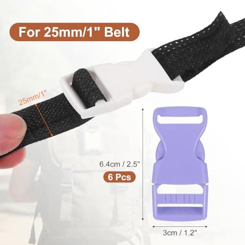 PATIKIL 6 Pcs 1" Quick Side Release Buckle Plastic Buckle Clip Light Purple — view 2