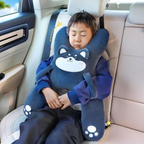 Car Pillow for Kids, H-shaped Neck And Back Comfort, Cozy Neck Head Support Sleeping Headrest for Travel, Hands & Seat Belt Slot, Washable And Compressible, Perfect for Car,Plane,Train,Boat & More — view 2