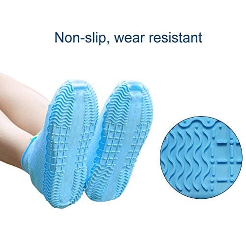 ydfagak Waterproof Shoe Covers, Silicone Reusable Shoe Cover Non-slip Durable Zipper Elastic Rain Cover Protection for Men Women, Blue, M — view 4