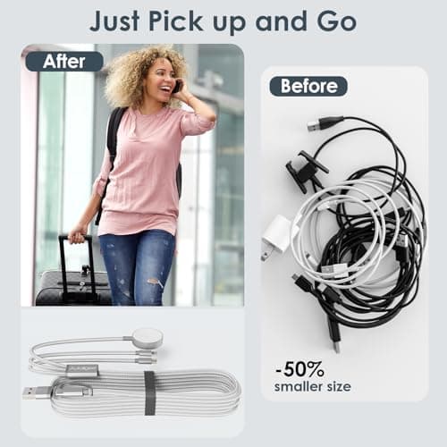 Travel Essentials for Apple Watch Charger 3 in 2 Multi Charger Cord-White — view 5