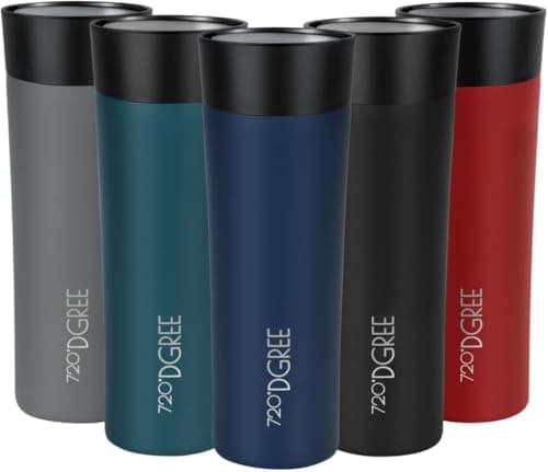720°DGREE Travel Mug 460ml “PleasureToGo 2.0“ - Choose from 3 Sizes, 6h Hot, 12h Cold, Leakproof, 360° Drinking, BPA-Free, Hygienic - Slim Stainless Steel Thermo Cup for Coffee, Tea to Go - Blue